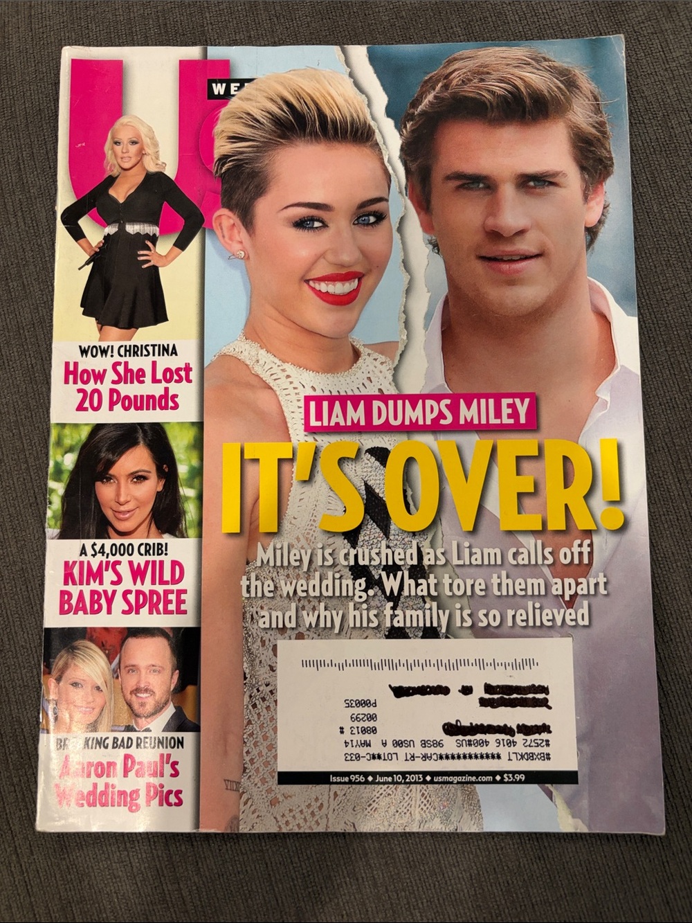 Us Weekly Magazine 2013 Miley Cyrus & Liam Hemsworth - Kim Kardashian  usweekly